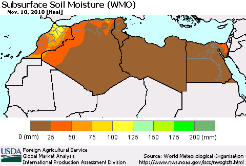 North Africa Subsurface Soil Moisture (WMO) Thematic Map For 11/12/2018 - 11/18/2018