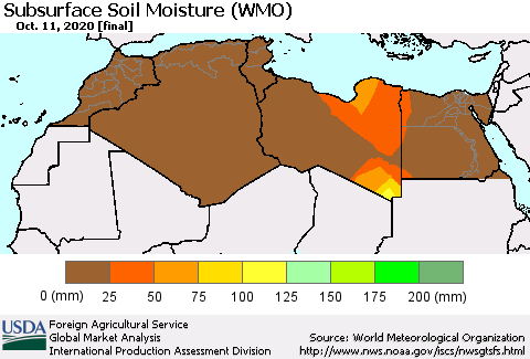 North Africa Subsurface Soil Moisture (WMO) Thematic Map For 10/5/2020 - 10/11/2020