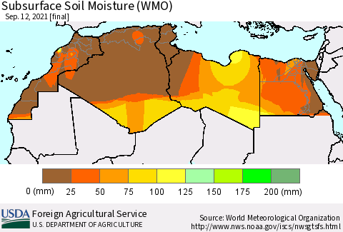 North Africa Subsurface Soil Moisture (WMO) Thematic Map For 9/6/2021 - 9/12/2021