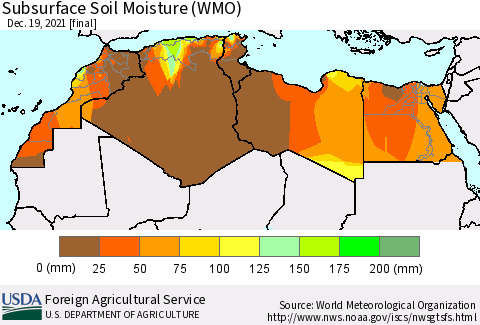 North Africa Subsurface Soil Moisture (WMO) Thematic Map For 12/13/2021 - 12/19/2021