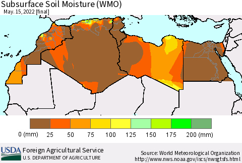 North Africa Subsurface Soil Moisture (WMO) Thematic Map For 5/9/2022 - 5/15/2022