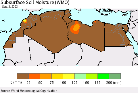 North Africa Subsurface Soil Moisture (WMO) Thematic Map For 8/28/2023 - 9/3/2023