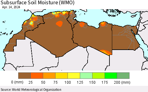 North Africa Subsurface Soil Moisture (WMO) Thematic Map For 4/8/2024 - 4/14/2024