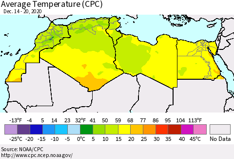 North Africa Average Temperature (CPC) Thematic Map For 12/14/2020 - 12/20/2020