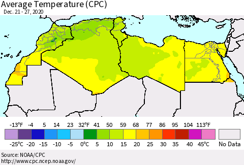 North Africa Average Temperature (CPC) Thematic Map For 12/21/2020 - 12/27/2020