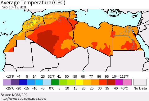 North Africa Average Temperature (CPC) Thematic Map For 9/13/2021 - 9/19/2021