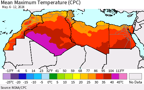 North Africa Mean Maximum Temperature (CPC) Thematic Map For 5/6/2024 - 5/12/2024