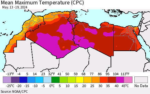 North Africa Mean Maximum Temperature (CPC) Thematic Map For 5/13/2024 - 5/19/2024