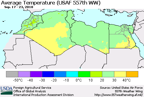 North Africa Average Temperature (USAF 557th WW) Thematic Map For 9/17/2018 - 9/23/2018