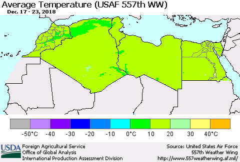 North Africa Average Temperature (USAF 557th WW) Thematic Map For 12/17/2018 - 12/23/2018