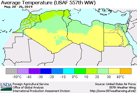 North Africa Average Temperature (USAF 557th WW) Thematic Map For 5/20/2019 - 5/26/2019