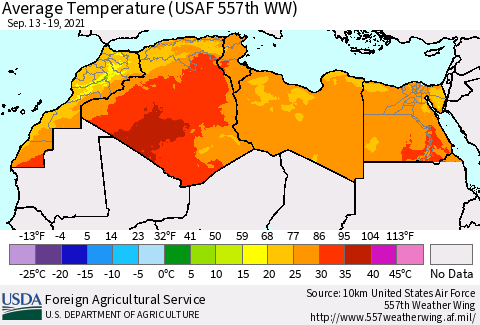 North Africa Average Temperature (USAF 557th WW) Thematic Map For 9/13/2021 - 9/19/2021