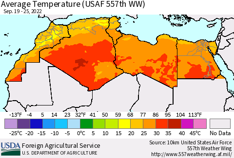 North Africa Average Temperature (USAF 557th WW) Thematic Map For 9/19/2022 - 9/25/2022