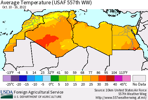 North Africa Average Temperature (USAF 557th WW) Thematic Map For 10/10/2022 - 10/16/2022
