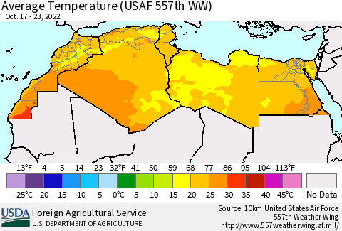 North Africa Average Temperature (USAF 557th WW) Thematic Map For 10/17/2022 - 10/23/2022