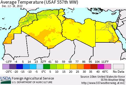 North Africa Average Temperature (USAF 557th WW) Thematic Map For 12/12/2022 - 12/18/2022