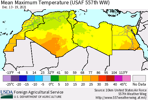 North Africa Mean Maximum Temperature (USAF 557th WW) Thematic Map For 12/13/2021 - 12/19/2021