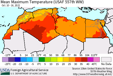 North Africa Mean Maximum Temperature (USAF 557th WW) Thematic Map For 10/10/2022 - 10/16/2022