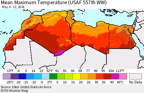 North Africa Mean Maximum Temperature (USAF 557th WW) Thematic Map For 5/6/2024 - 5/12/2024
