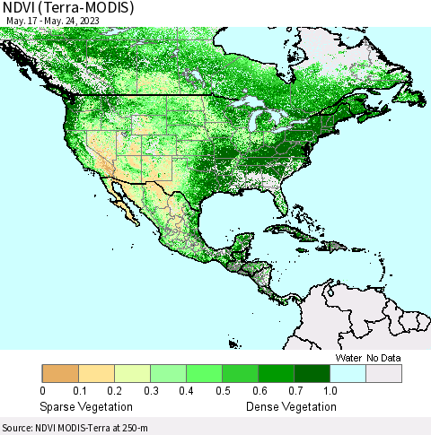North America NDVI (Terra-MODIS) Thematic Map For 5/17/2023 - 5/24/2023