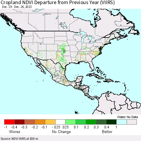 North America Cropland NDVI Departure from Previous Year (VIIRS) Thematic Map For 12/19/2023 - 12/26/2023
