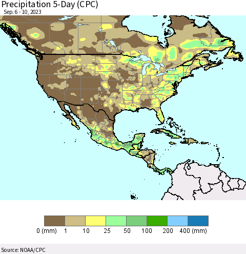 North America Precipitation 5-Day (CPC) Thematic Map For 9/6/2023 - 9/10/2023