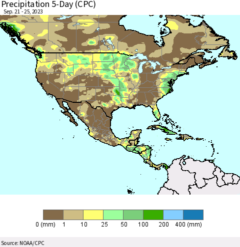 North America Precipitation 5-Day (CPC) Thematic Map For 9/21/2023 - 9/25/2023