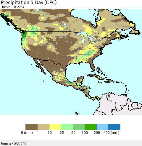 North America Precipitation 5-Day (CPC) Thematic Map For 12/6/2023 - 12/10/2023