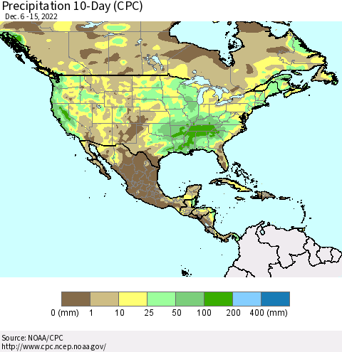 North America Precipitation 10-Day (CPC) Thematic Map For 12/6/2022 - 12/15/2022