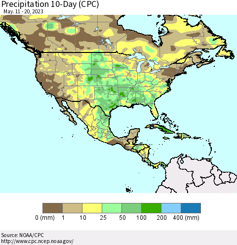 North America Precipitation 10-Day (CPC) Thematic Map For 5/11/2023 - 5/20/2023