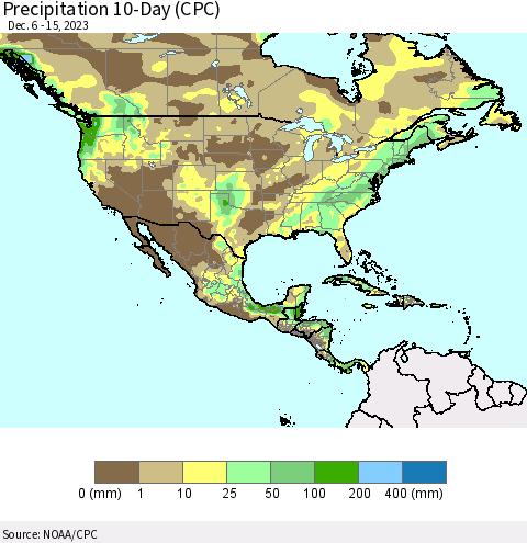 North America Precipitation 10-Day (CPC) Thematic Map For 12/6/2023 - 12/15/2023