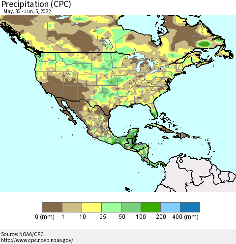 North America Precipitation (CPC) Thematic Map For 5/30/2022 - 6/5/2022