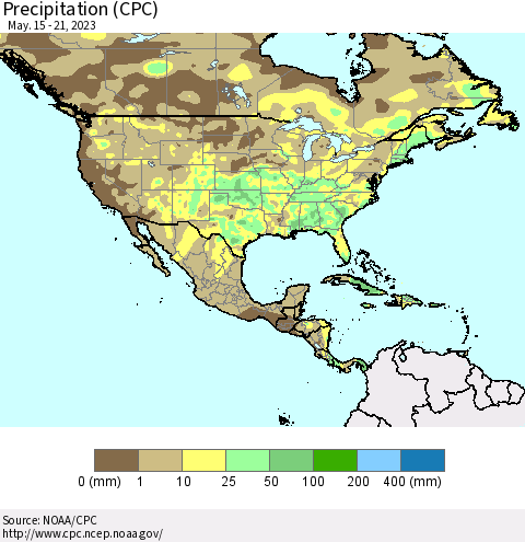 North America Precipitation (CPC) Thematic Map For 5/15/2023 - 5/21/2023