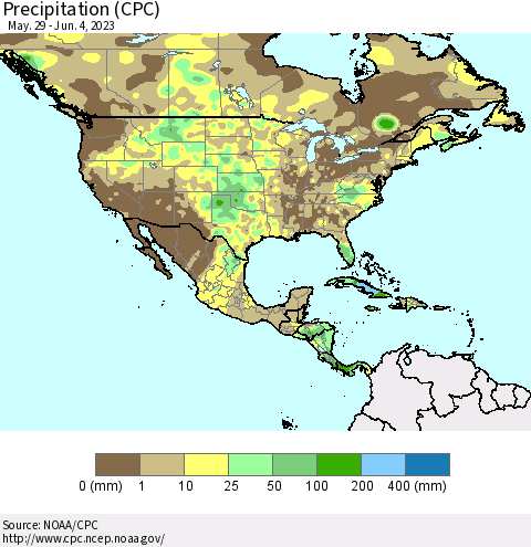 North America Precipitation (CPC) Thematic Map For 5/29/2023 - 6/4/2023
