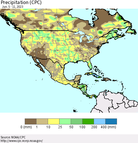 North America Precipitation (CPC) Thematic Map For 6/5/2023 - 6/11/2023