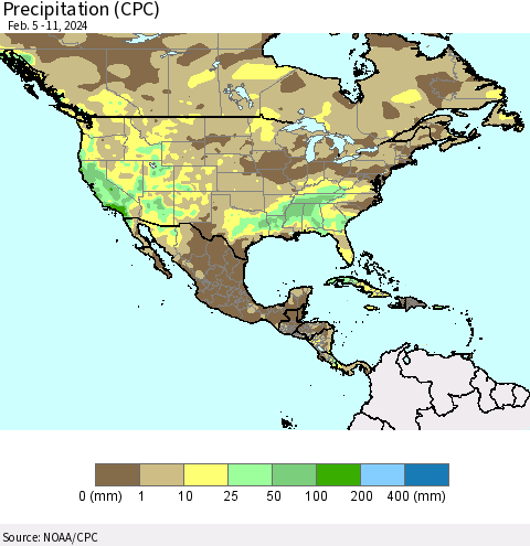 North America Precipitation (CPC) Thematic Map For 2/5/2024 - 2/11/2024