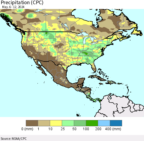 North America Precipitation (CPC) Thematic Map For 5/6/2024 - 5/12/2024