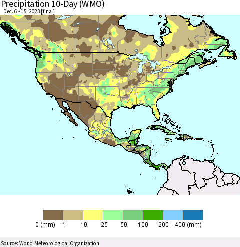 North America Precipitation 10-Day (WMO) Thematic Map For 12/6/2023 - 12/15/2023