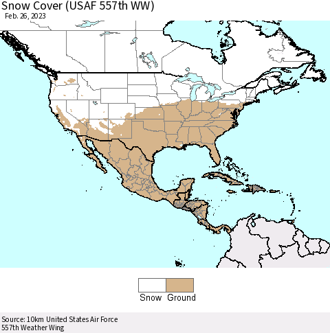 North America Snow Cover (USAF 557th WW) Thematic Map For 2/20/2023 - 2/26/2023