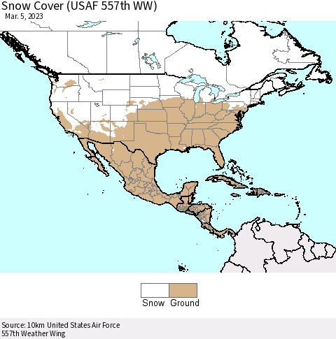 North America Snow Cover (USAF 557th WW) Thematic Map For 2/27/2023 - 3/5/2023