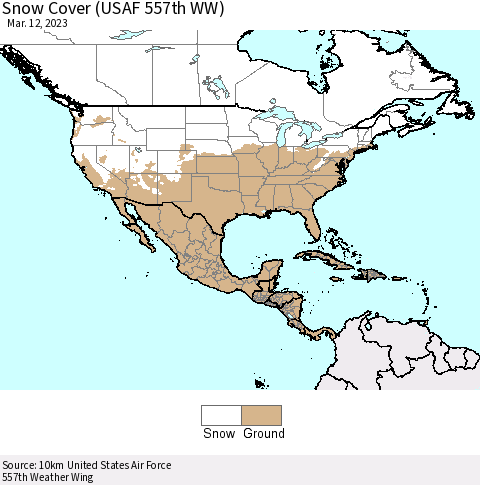 North America Snow Cover (USAF 557th WW) Thematic Map For 3/6/2023 - 3/12/2023