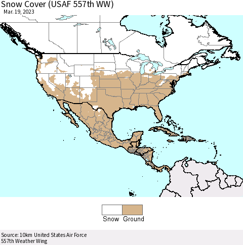 North America Snow Cover (USAF 557th WW) Thematic Map For 3/13/2023 - 3/19/2023