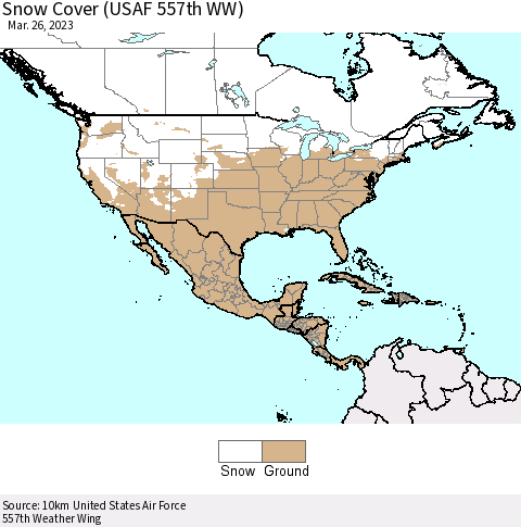North America Snow Cover (USAF 557th WW) Thematic Map For 3/20/2023 - 3/26/2023