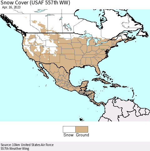 North America Snow Cover (USAF 557th WW) Thematic Map For 4/10/2023 - 4/16/2023