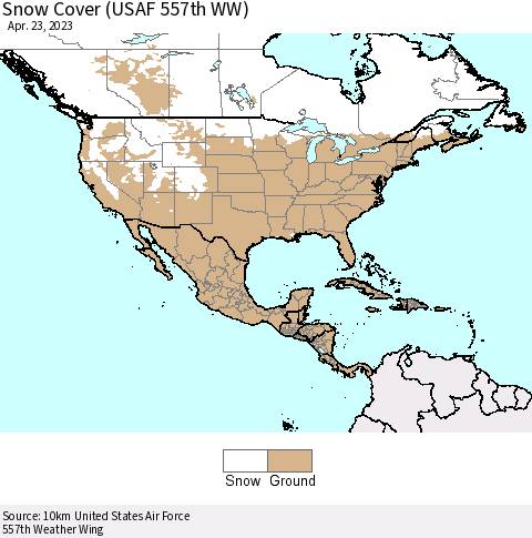 North America Snow Cover (USAF 557th WW) Thematic Map For 4/17/2023 - 4/23/2023