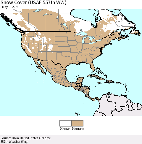 North America Snow Cover (USAF 557th WW) Thematic Map For 5/1/2023 - 5/7/2023