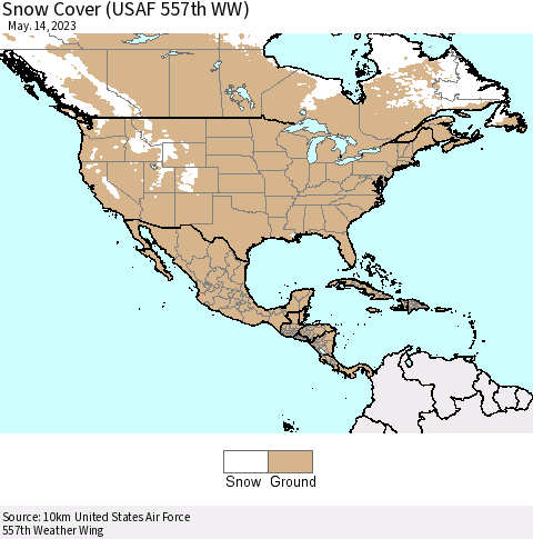 North America Snow Cover (USAF 557th WW) Thematic Map For 5/8/2023 - 5/14/2023