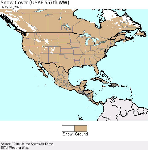 North America Snow Cover (USAF 557th WW) Thematic Map For 5/22/2023 - 5/28/2023