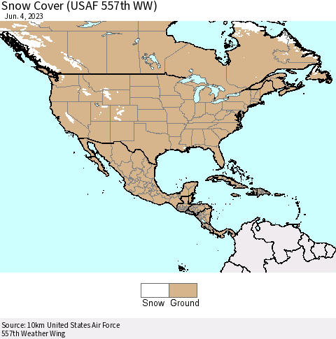 North America Snow Cover (USAF 557th WW) Thematic Map For 5/29/2023 - 6/4/2023
