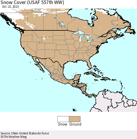 North America Snow Cover (USAF 557th WW) Thematic Map For 10/16/2023 - 10/22/2023